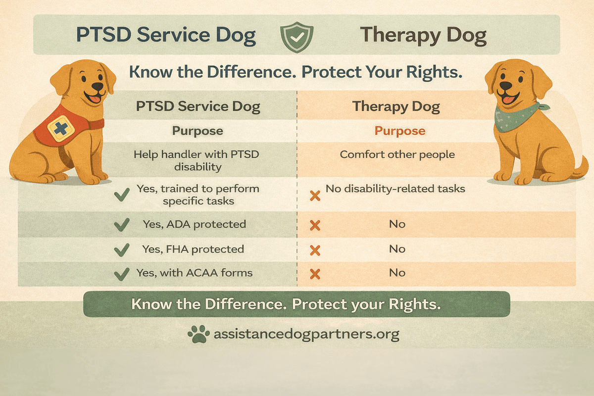 PTSD Service Dog vs. Therapy Dog: What’s the Difference?