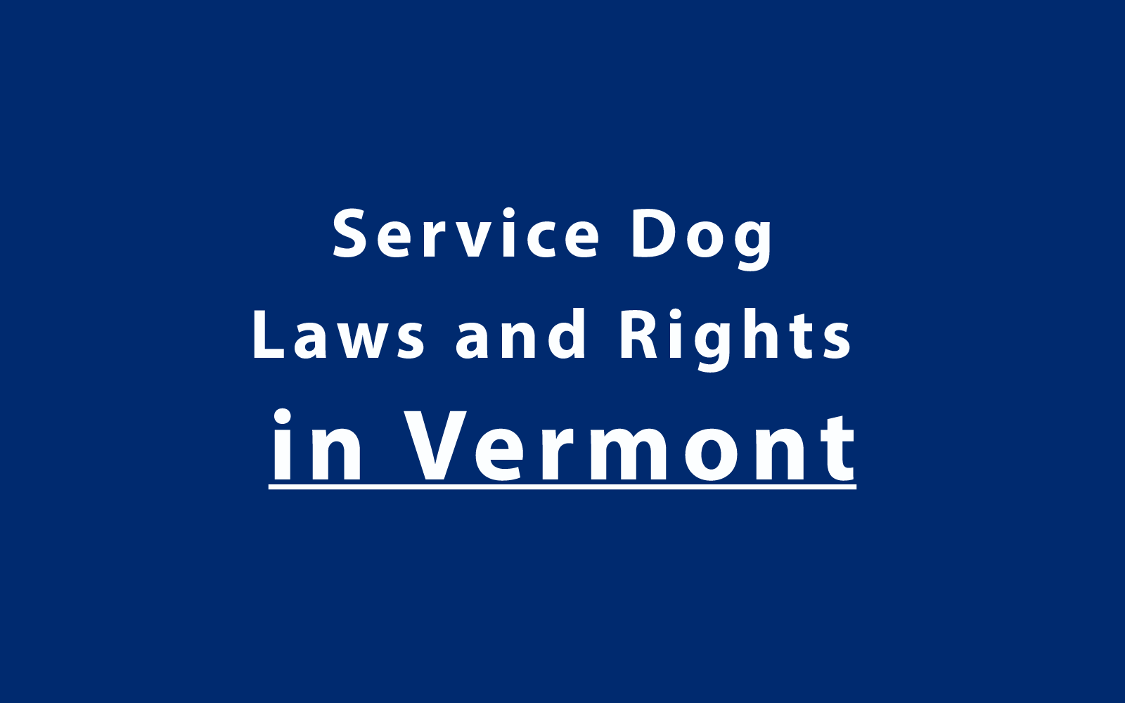 Service Dog Laws and Rights in Vermont
